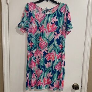 Lilly Pulitzer Navy Dress with Pink and Green Floral Print